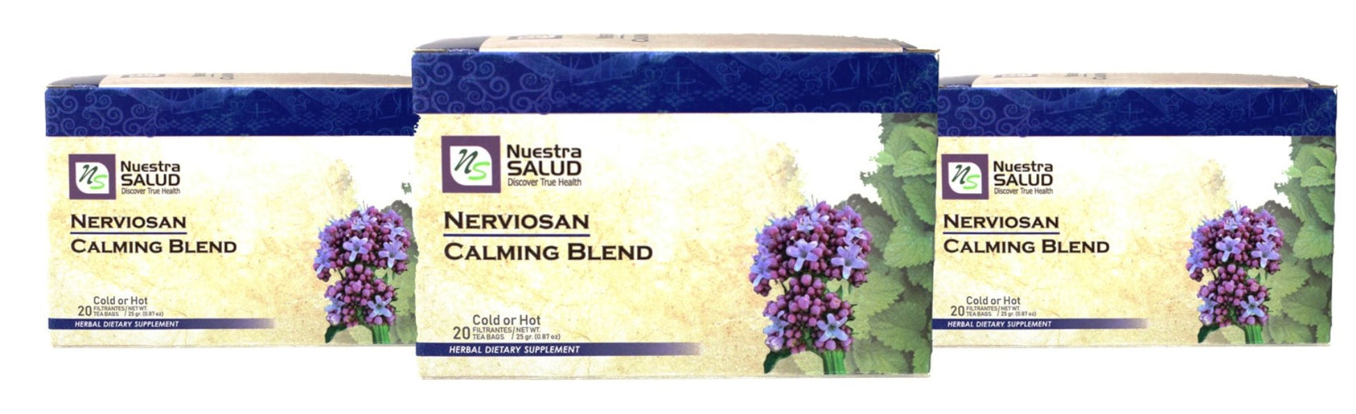 Calming Tea Blend Nerviosan Herbal Tea (60 tea bags) Valerian Root Lemon Balm Nuestra Salud