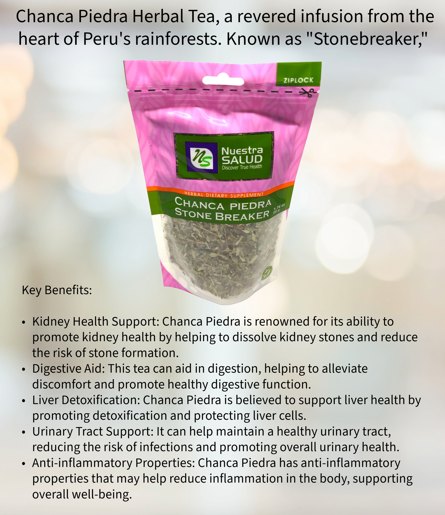 Chanca Piedra Tea Premium Stonebreaker Herbal Infusion Tea (50g) Nuestra Salud