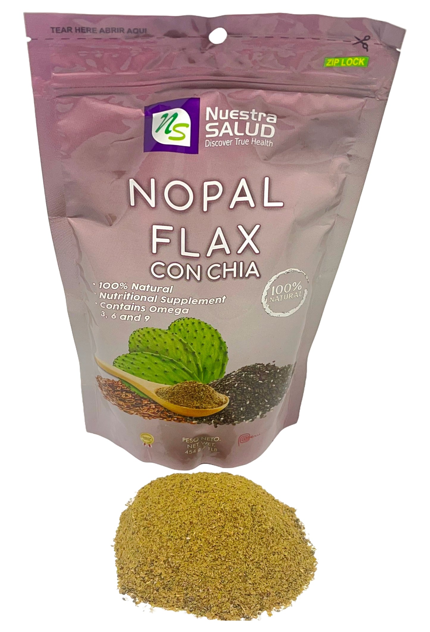 Nopal Flax Plus Chia seeds Flaxseed (454g) Colon Cleanser