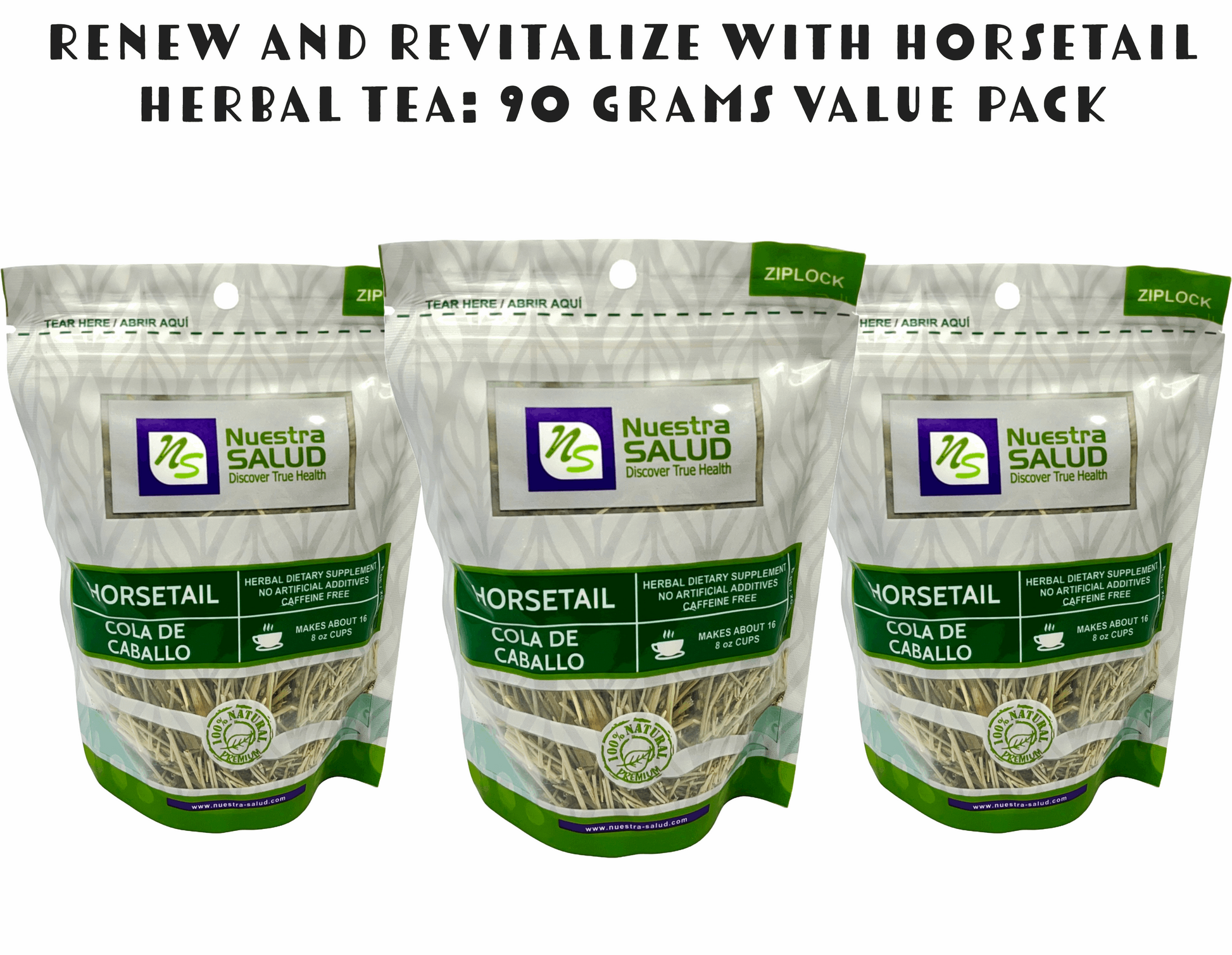 Horsetail Herbal Tea for Wellness - Value pack (90g)  Cola de Caballo Te