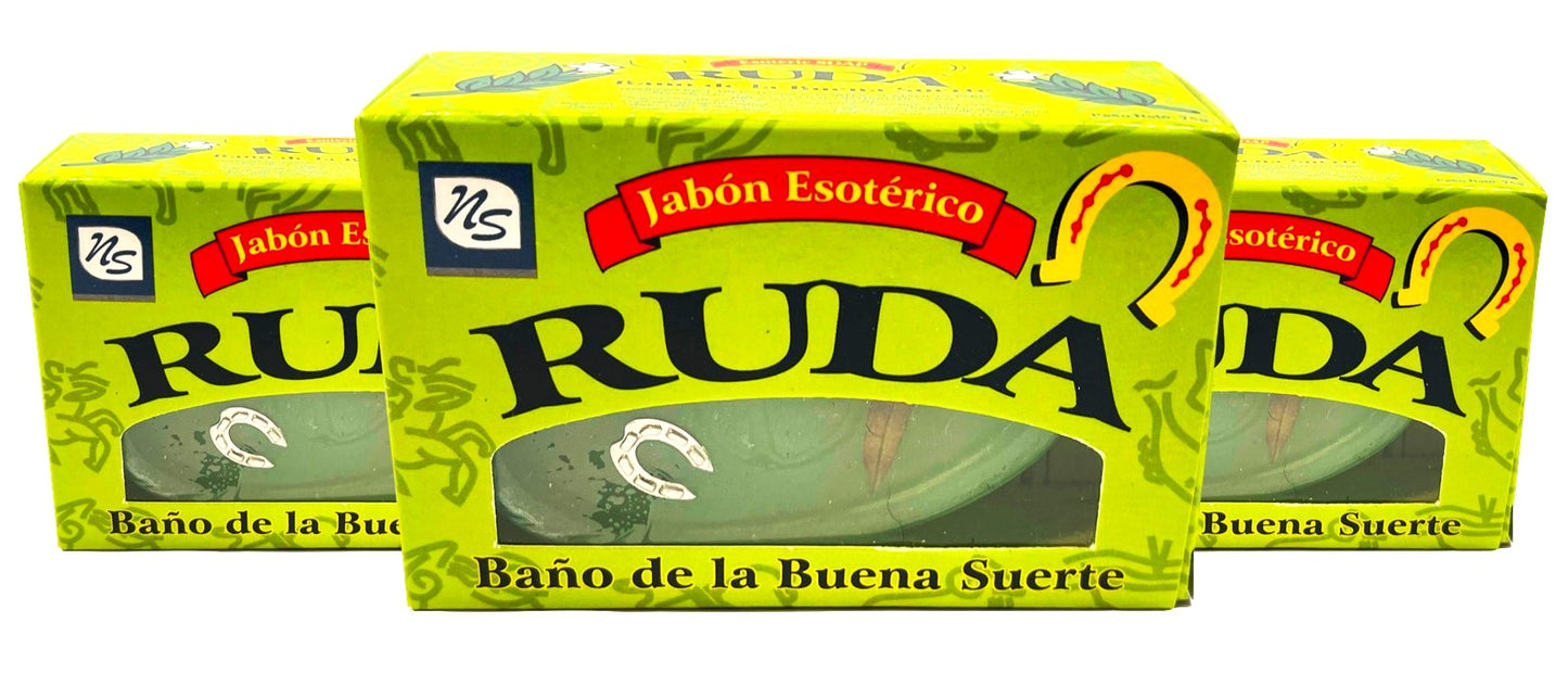 Rue Soap (3 bars) Jabon Ruda Good Luck Bath Esoteric Nuestra Salud