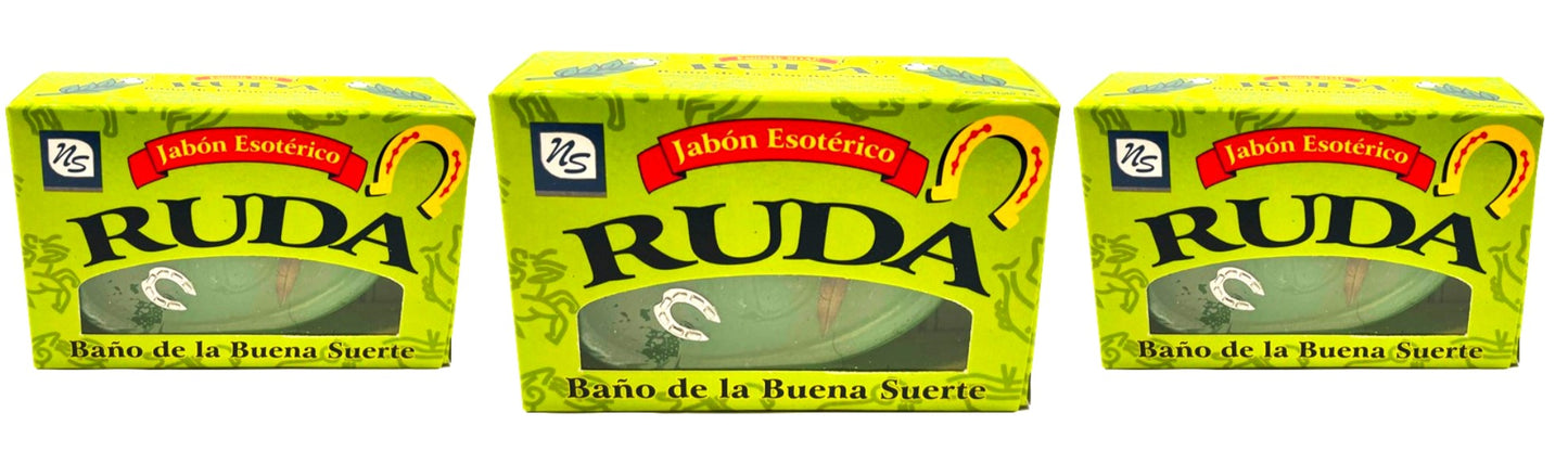 Rue Soap (3 bars) Jabon Ruda Good Luck Bath Esoteric Nuestra Salud