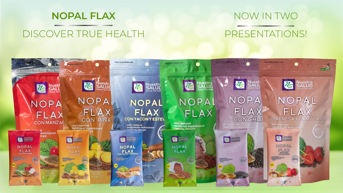 Nopal Flax Blend Plus Pineapple Flaxseed Fiber Senna Colon Cleanser (454g) Nuestra Salud