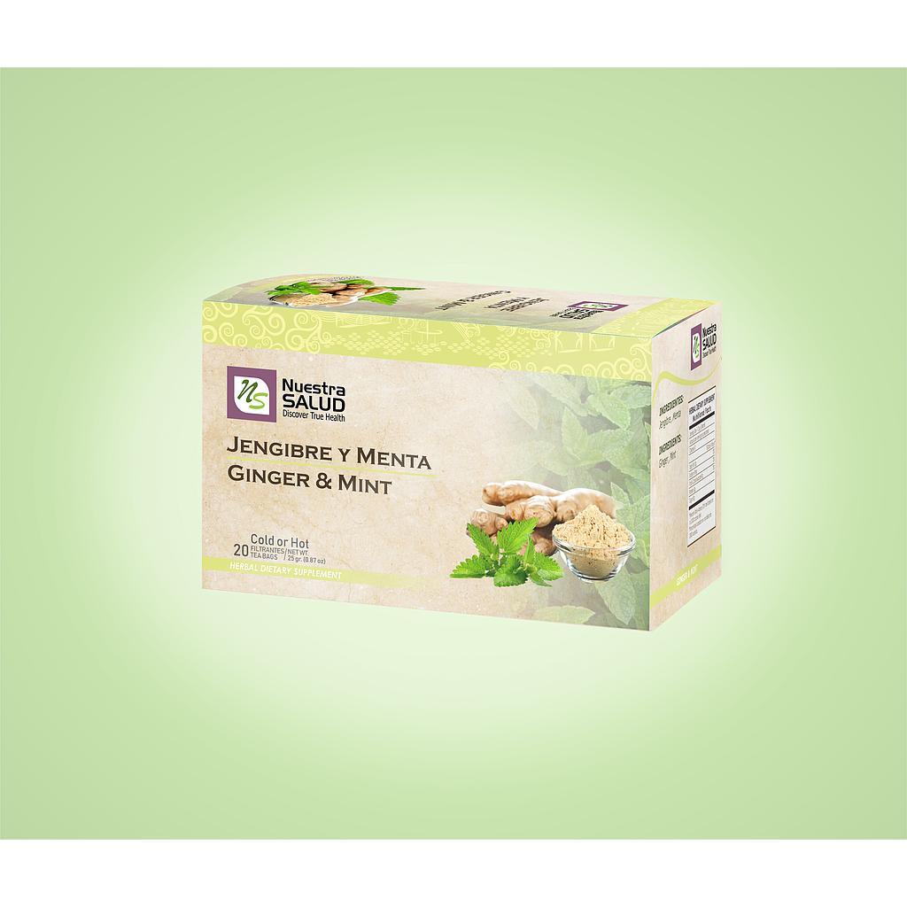  Jengibre & Menta Té  Ginger & Mint Filter Tea Box (20 Tea bags) by Nuestra Salud sold by NS Herbs Co.