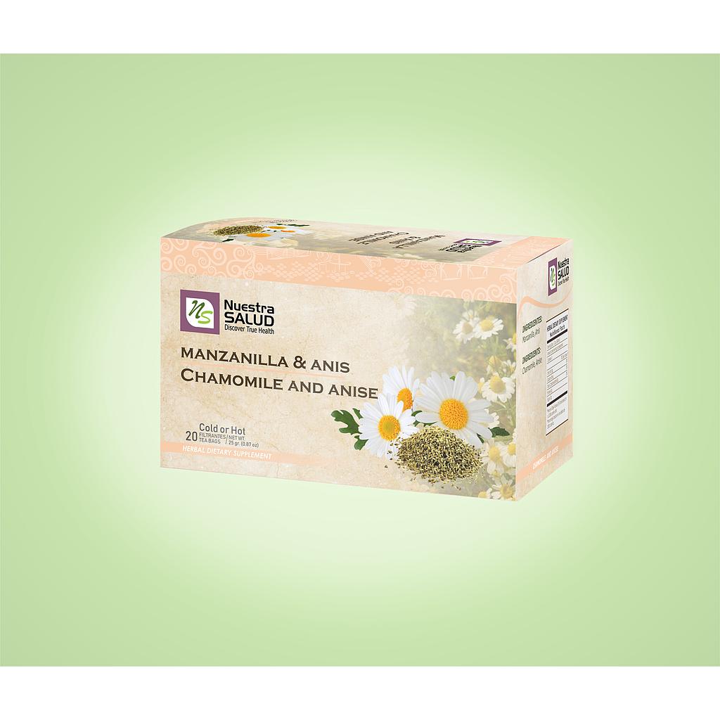  Manzanilla y Anis  Chamomile & Anise Filter Tea Box (20 Tea Bags) by Nuestra Salud sold by NS Herbs Co.