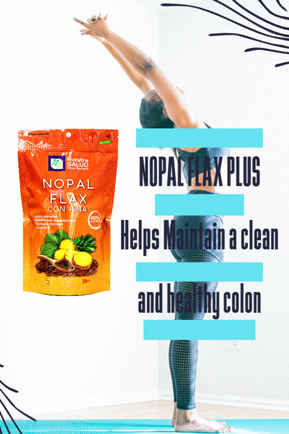 Nopal Flax Blend Plus Pineapple Flaxseed Fiber Senna Colon Cleanser (454g) Nuestra Salud