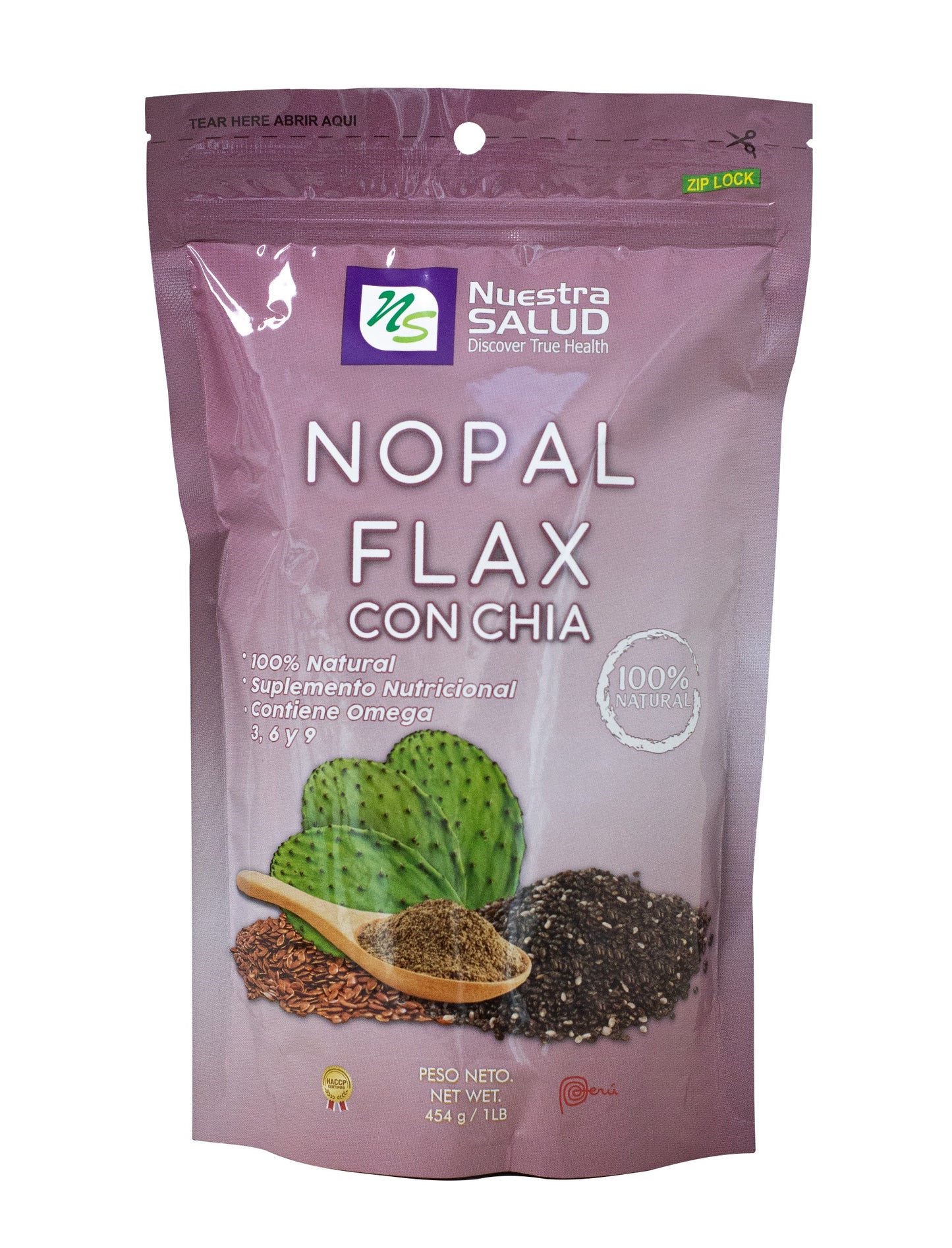 Nopal Flax Blend Plus Chia seeds Flaxseed (454g) Colon Cleanser Nuestra Salud