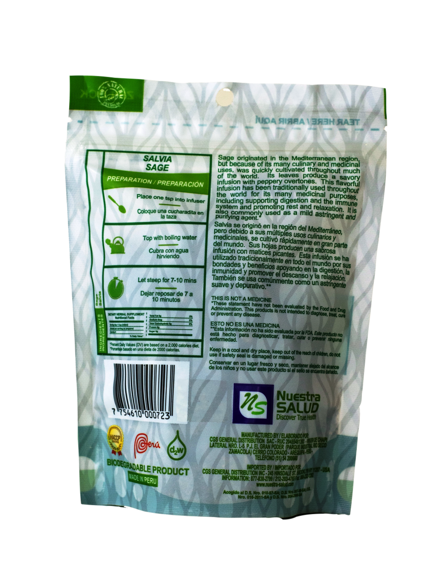  Salvia Sage Loose Herbal Infusion Tea Value Pack (75g) by Nuestra Salud sold by NS Herbs Co.