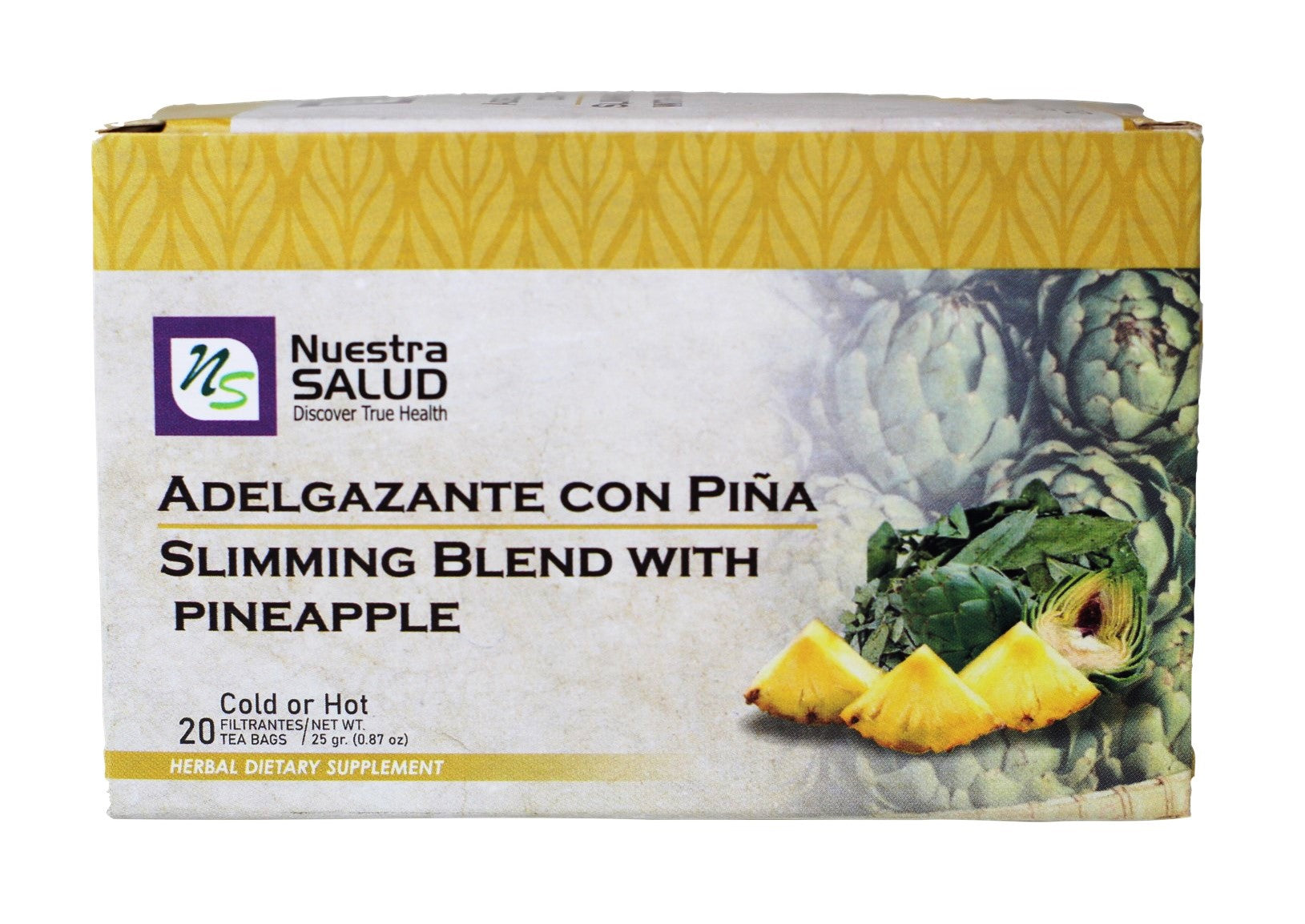 Slim Tea Blend Pineapple Herbal Tea (60 Tea Bags) Detox Te & Wellness Nuestra Salud